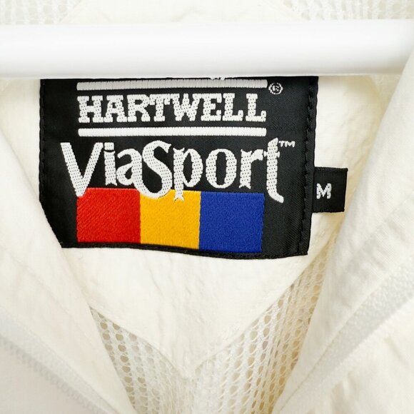 HARTWELL 90’s VTG White Bomber Gambling Jacket with Gold Accents sz M - Picture 4 of 15